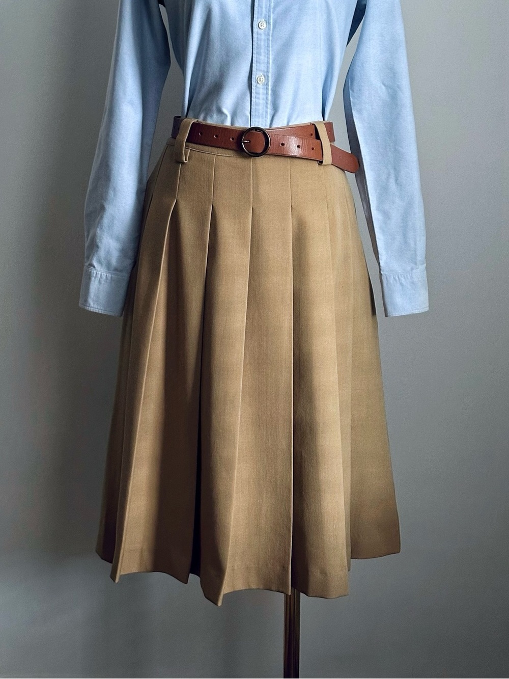 English Factory Camel Pleated A-Line Skirt Size M Brand new